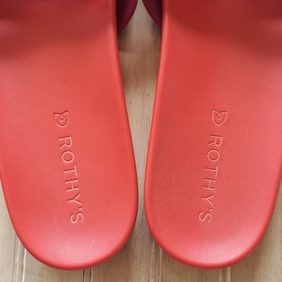 Rothy’s Crossover Woven Cherry Red Vibrant Colorful Comfort Knit Slide Sandals - Picture 7 of 10